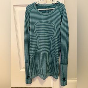 Lululemon long sleeve swiftly tech—teal striped